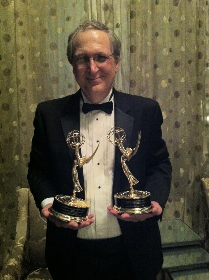 Fred Story with Emmys - picture by his wife Becky Story